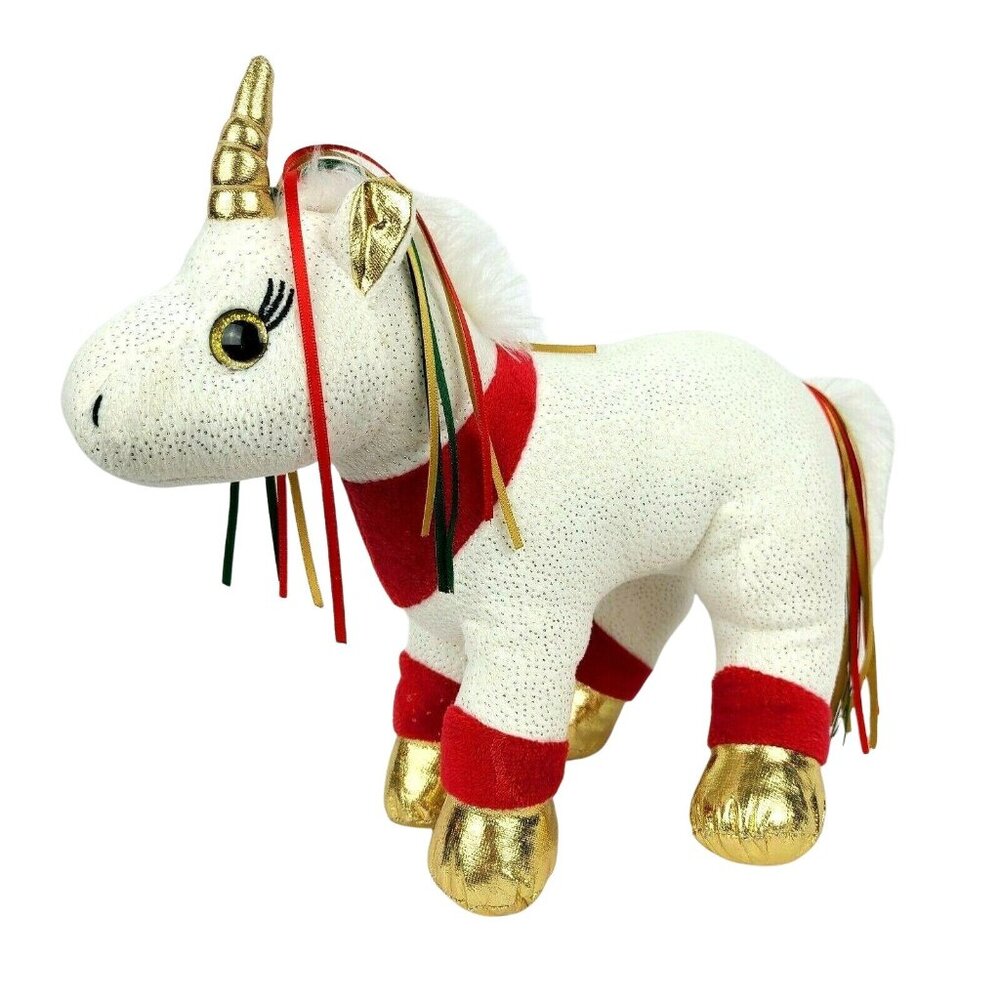 Ganz Astra Unicorn 11 inch Plush Gold Sparkle Ribbons Stuffed Animal Toy HX11609